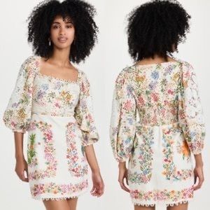 Farm Rio Delicate Forest Scarves Mini Shift Dress